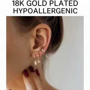 6pc Hoop & Stud Set | 18K Gold Plated Brass,Lightweight & Hypoallergenic “
