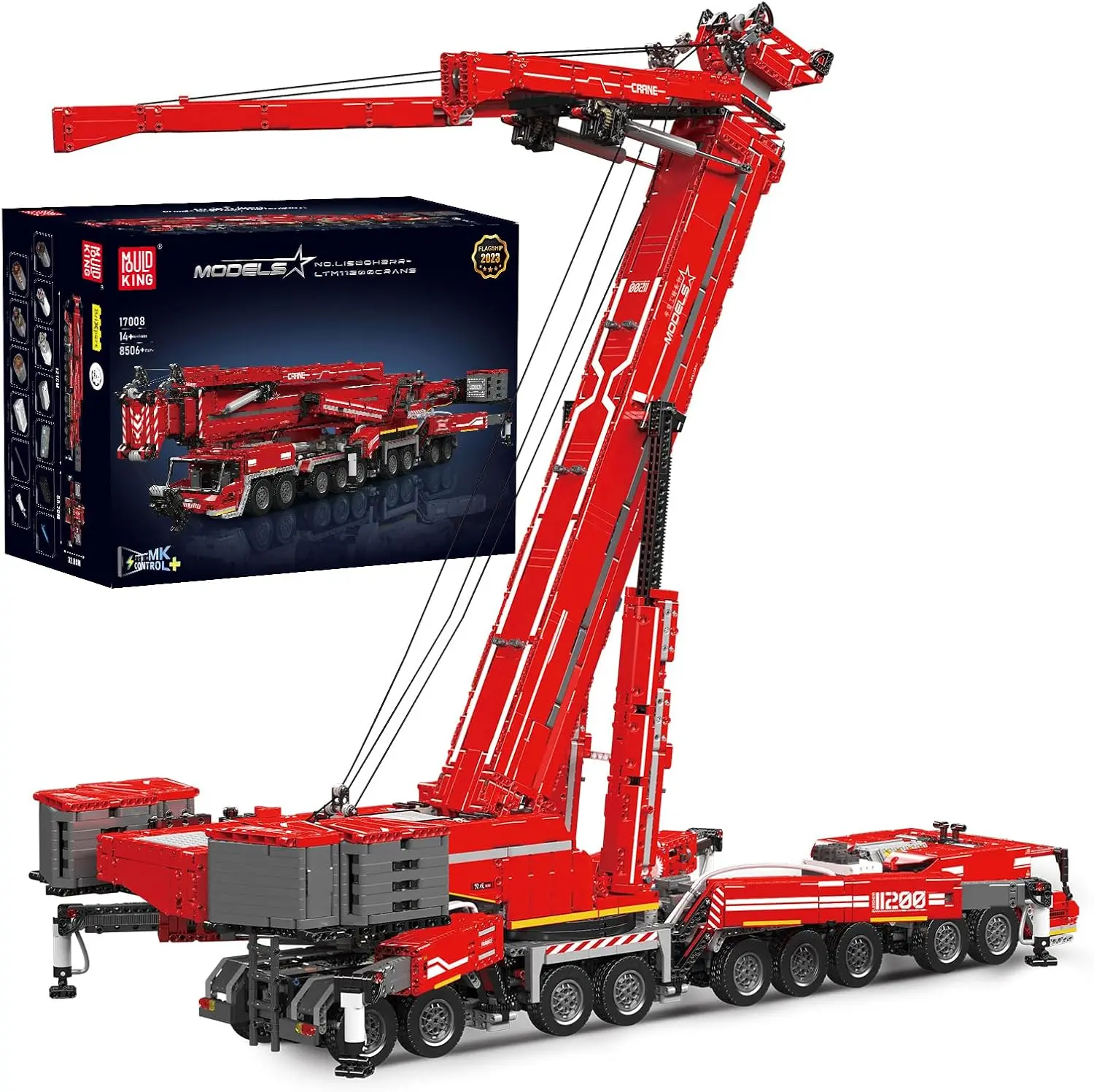 Mould King 17008 LTM11200 Crane Building Set, Heavy Duty Crane Truck Building Kits, APP Programmable Construction Vehicle Model Kit for Kid/Adult(8506+ PCS)