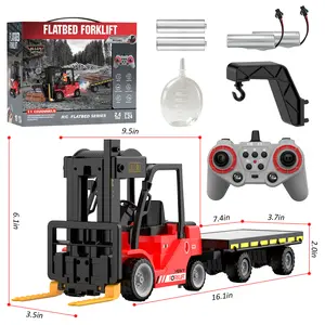 Egofuntoy Electric RC Forklift Truck with Remote Control, Rechargeable Battery, Water Spray & Lights Sound Effects, Detachable Control Car