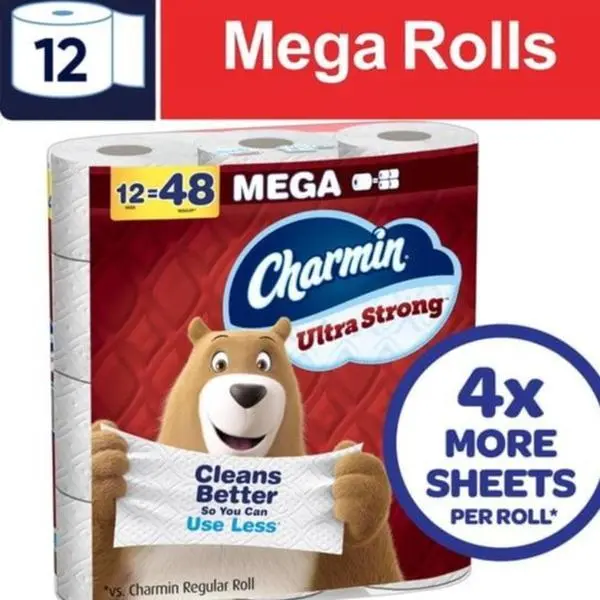 Ultra Strong Toilet Paper, 12 Mega Rolls, 220 Sheets Per Roll, 2-Ply Septic-Safe Bath Tissue, 48 Regular Roll Equivalent