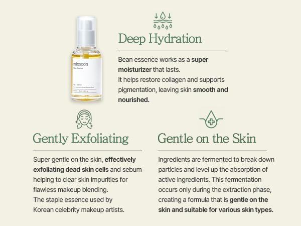 [mixsoon] Bean Essence 1.01 fl.oz / 30ml - Exfoliating Hydrating Korean Skin Care Glass skin Hyaluronic Acid Serum
