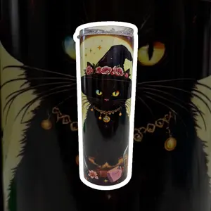 Witchy Cat (Glows in the Dark) – 20oz Glitter Tumbler w/ Lid, Straw + Gift Box