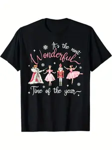 Nutcracker Ballet Wonderful Time Design Graphic Tees Casual Men's Top Vintage Funny T-shirt Crewneck Breathable