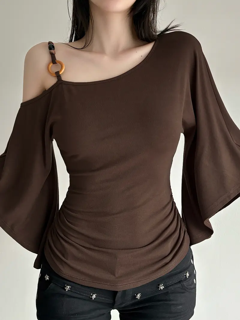 ruffle asymmetric top - TikTok Shop