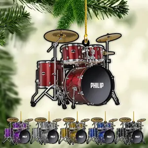 Personalized Drum Set Ornament - Christmas Gift for Drummers & Music Lovers (DR15)