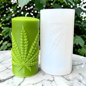 4” Silicone Mold with marijuana leaf - pillar candle - pot leaf - homemade
