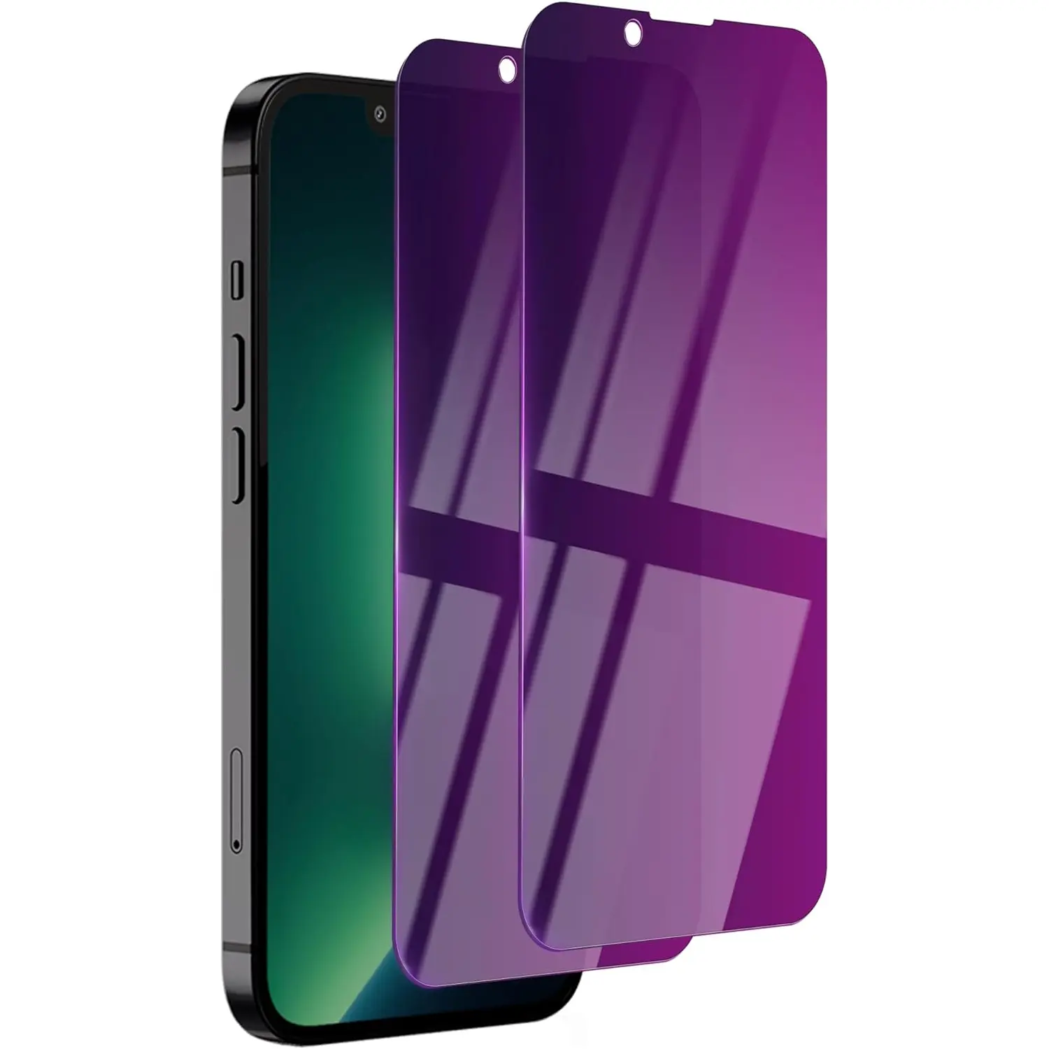 2 Pack Privacy Screen Protector for Iphone 14/13 Pro/13 Tempered Glass 6.1Inch Private Saver Purple Anti-Spy Anti-Blue Light Anti-Scratch Full Coverage Ifaeveus