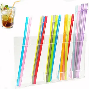 9.8” LargeCabinet Straw Holder,Acrylic Straw Organizer,Straws Dispense for Kitchen Counter and Cabinet Door（Transparent）