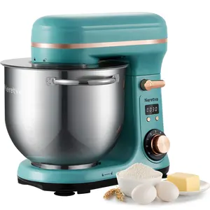 Neretva Stand Mixer,6.34QT 400W 6-Speed Tilt-Head Food Mixer Kitchen Electric Mixer with Dough Hook,Flat Beater&Whisk BPA-Free Stainless Steel Mixers Kitchen Electric Stand Mixer Lightweight& Large Capacity& LED Display