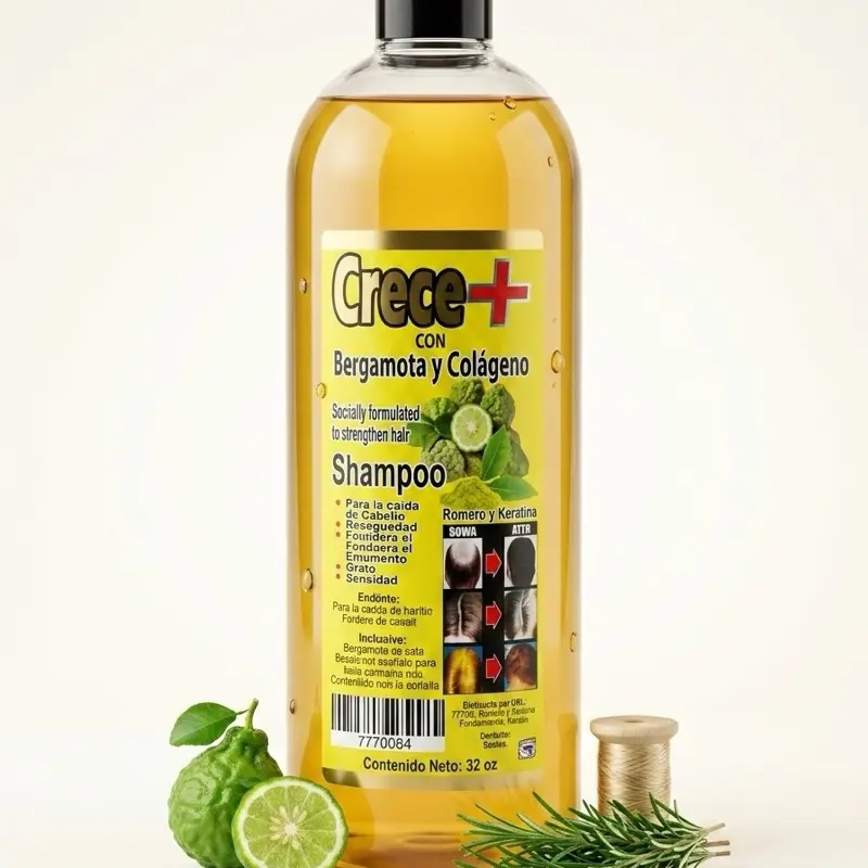 Crece+ Hair Growth Shampoo, 32 oz Haircare Cleanser with Bergamot and Collagen, Nourishing Formula to Restore Hair (Compatible with Conditioner)