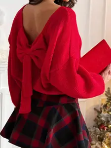 Back Bowknot Long Sleeve Sweater