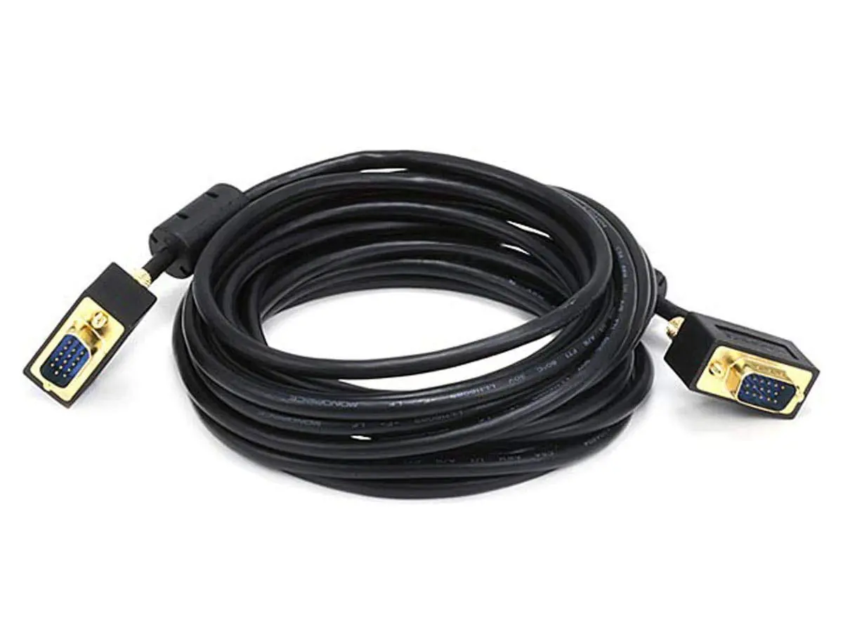 Monoprice 6362 15ft Ultra Slim SVGA Super VGA 30-32AWG M And M Monitor Cable