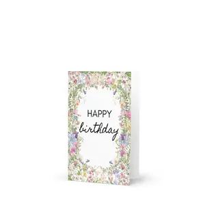 Happy Birthday Floral Garden Greeting Card