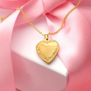 Gold Floral Vintage Heart Locket Necklace