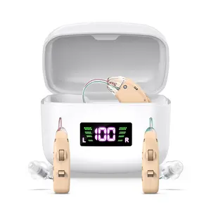 Foahinio Rechargeable BTE LED Display Hearing Aids, Comfortable Noise-Canceling Healthcare Equipment for Seniors clear sound