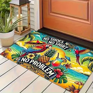 Tropical Parrot Pineapple Art Floor Mat - Non-Slip Creative Summer Rug - Indoor Home Decor Entryway Bathroom Laundry Rug
