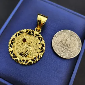 18K SOLID GOLD PLATED BRASS MEDAL SANTA BARBARA HIGH QUALITY HIP HOP ICED CHARM PENDANT Jewelry Accessory Anniversary Birthday Daily