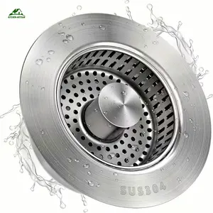 3-in-1 Stainless Steel Kitchen Sink Strainer SUS304 Anti-Clogging Pop-Up Stopper Easy-Clean Detachable Design Fits 3" US Standard Sinks Durable Metal Construction  Pop-Up Stopper
