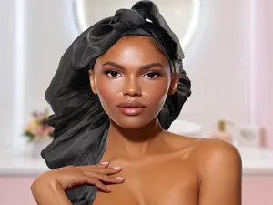 Black Satin Bonnet: Bonnet for Men, Braids, Locs, Natural Hair, Adjustable Bonnet, Bonnet for thick curly hair, Bonnet for Kids