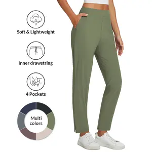 baleaf 27'' Womens Business Casual Lightweight Stretch Travel Pants On Airplane with Zipper Pockets Dressy Slacks Golf Work Pull on Casual Daily Bottoms trousers