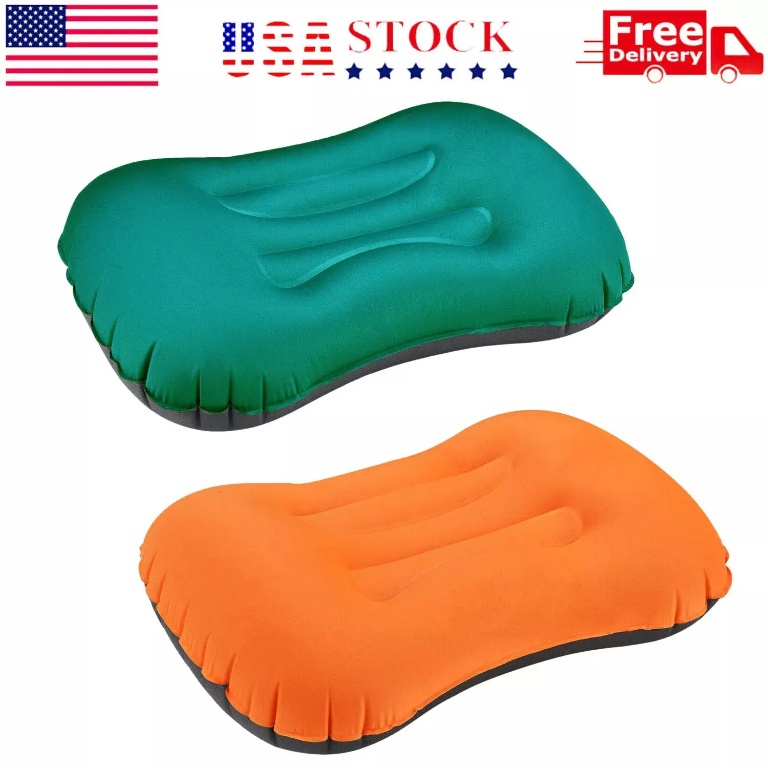Air Pillow Inflatable Cushion Portable Head Rest Compact Travel Camping with Pouch