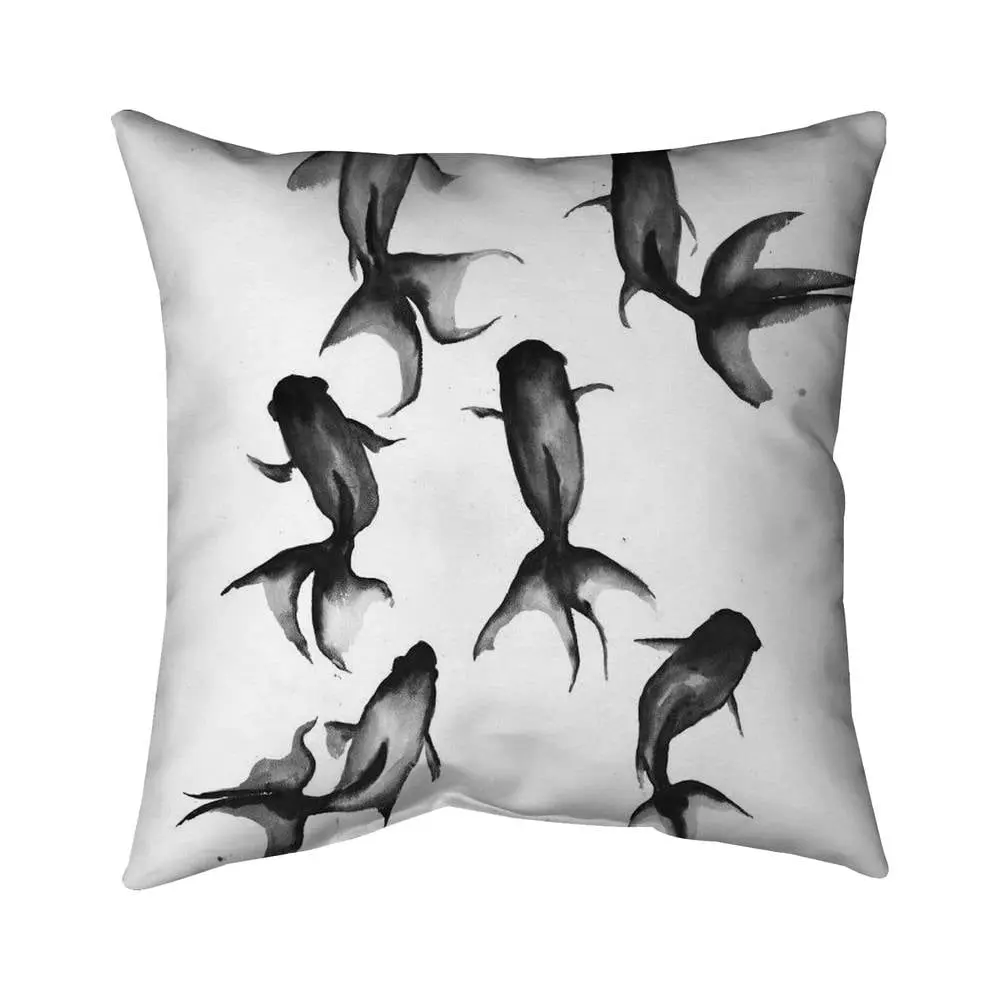 Begin Home Decor 5542-2020-AN400-1 Single 20 x 20 in UV Protected Decorative Coastal Polyester Fish Print Throw Pillow - Aesthetic Room Plush Indoor/Outdoor Bedroom Soft Furnishing