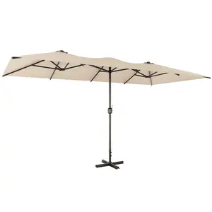 【summervibes】15FT Large Patio Umbrella,Outdoor Double-Sided Rectangle Umbrella with Crank,Patio Umbrella for Pool Lawn Garden Backyard