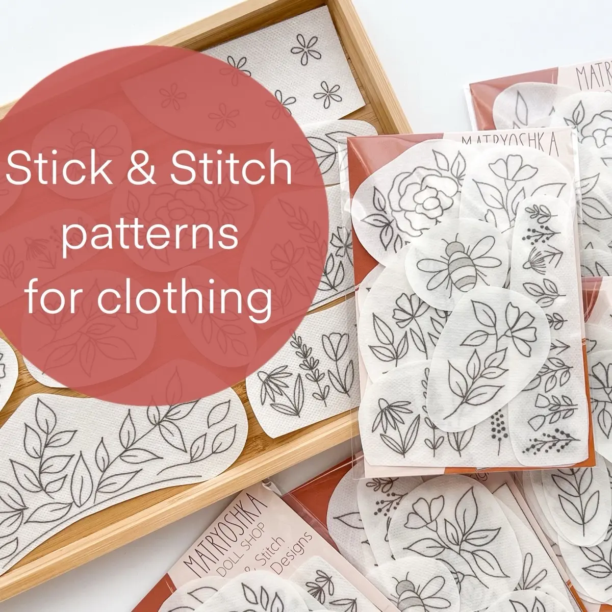 Stick & Stitch Embroidery Patterns for Clothing, Embroidery Wash-Away Transfers craft kit Water Soluble diy embroidery Christmas
