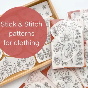 Stick & Stitch Embroidery Patterns for Clothing, Embroidery Wash-Away Transfers craft kit Water Soluble diy embroidery Christmas