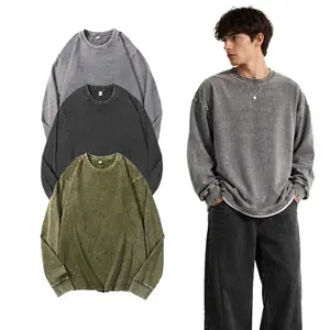 Panxu 3-Pack Loose-Fit T-Shirts — Pure Cotton, Crew Neck, Long Sleeve. Unisex Style. A Vintage Acid-Wash, Distressed-Look Basic Tee featuring a relaxed silhouette—perfect for everyday casual wear. Shawl tiktokshopspringglowup