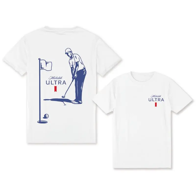 Women's Short-Sleeve Breathable Cotton Printed Michelob Ultra Vintage Tee - Everyday, Casual, 2-Side Sporty Top for Gym, Shortsleeve, Retro, Statement, Graphic, Fashion, Cheeky Slogans, Piece, Round Neck, Machine Washable, Streetwear, Fashion Apparel, Ath