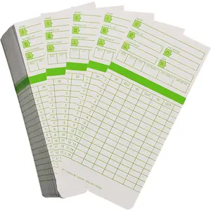 200 count Time Cards for Employees, 2-Sided, Monthly Time Cards for HN3000, 3 3/8" x 7 3/8", Green
