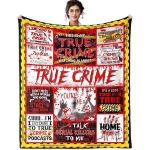 Horror True Crime Throw Blanket Soft Flannel Blanket Suitable For Sofa Beds Living Rooms For Mystery Lovers And Horror Movie Fans Halloween Gifts Happy Halloween Blanket Halloween Gifts Family Halloween Decorations