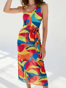 Women's 2-Piece One-Piece Swimsuit, Single Shoulder Design, Geometric Print, Slimming Belly Coverage, Versatile for Beach Vacation Pool Party Summer Outing