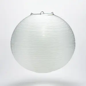 12" White Fine Line Premium Even Ribbing Paper Lantern, Extra Sturdy