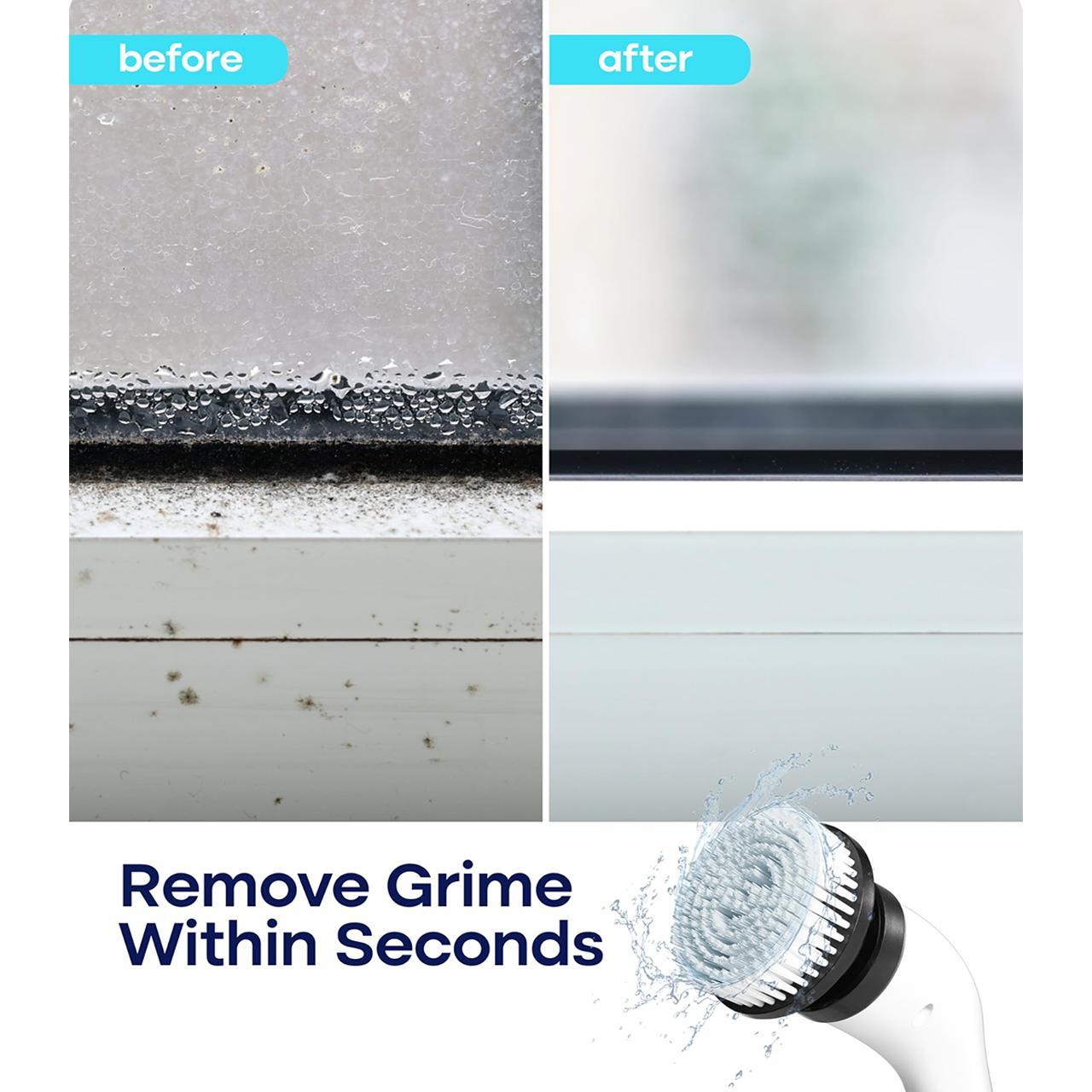 （Limited Time ) Upgraded Cordless Electric Spin Scrubber Bathroom Cleaning Set with 8 Replaceable Brush Heads, 3-Level Adjustable Extension Handle, Dual Speed and IPX7 Waterproof, Ideal for Bathroom, Kitchen, Toilet, Window, Pool and Car Cleaning