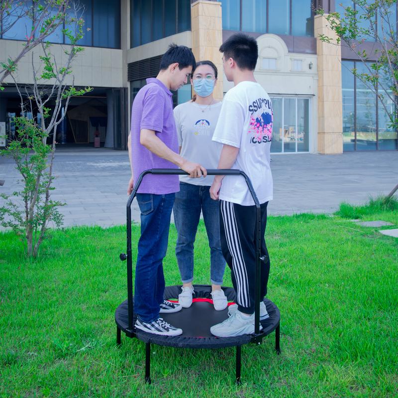 40'' Foldable Mini Trampoline Max Load 330lbs Fitness Rebounder With Adjustable Foam Handle Exercise Trampoline For Adults Indoor Garden Workout