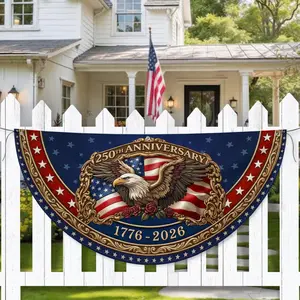 250th Anniversary USA Eagle Fan Flag, Semiquincentennial Patriotic Flag, Liberty Bell Vintage Canvas July 4th Independence Day 2026 Banner