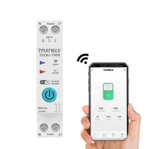 TUYA WiFi Smart Circuit Breaker Power Metering Energy Meter KWh 1P 230V 63A Voltmeter Ammeter Energy Meter DIN Rail Smart Life Wireless Remote Control Switch Timer Voice Control (20A)