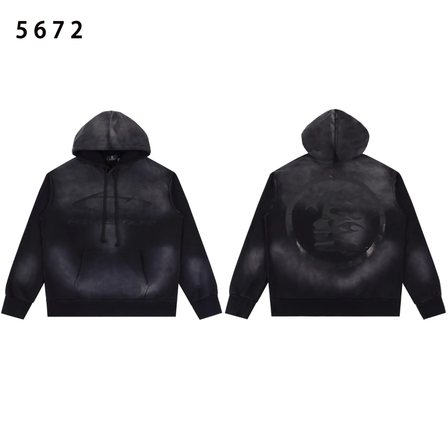 Hellstar Vintage Washed Black Hoodie, Y2K Streetwear Graphic Pullover Hoodie, Oversized Unisex Casual Sweatshirt with Front & Back Print, Retro Gothic Style Hip Hop Fashion Hoodie Fabric Womenswear Cargo Fleece Natural Outfit