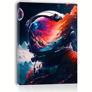 1 Piece Wooden Frame Canvas Painting, Astronaut, Living Room & Bedroom & Kitchen Wall Art Print, Home, Office Decoration, Holiday Gift, 11.8inch * 15.7inch