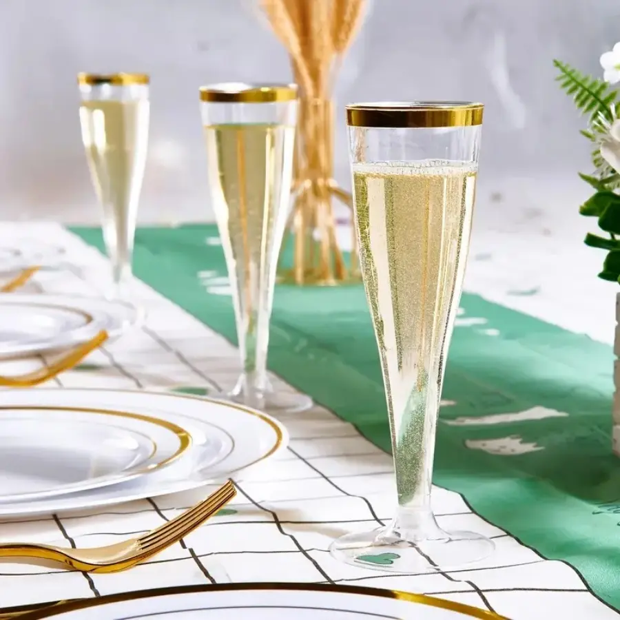 Disposable Champagne Cup, 20/40pcs Transparent Champagne Flutes, Champagne Cups, Party Pack, Party Supplies for Wedding, Birthday, Bridal Shower, Ceremony