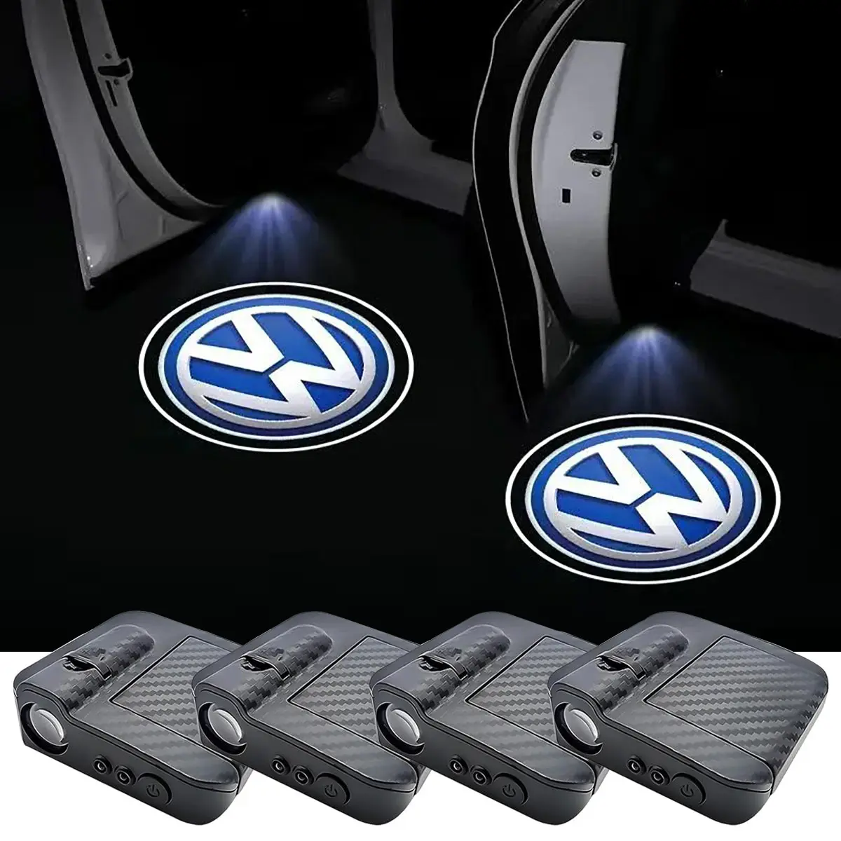 LED Welcome Door Logo Projector Ghost Shadow Lamp Car Accessories - 2 LED Lights for Hyundai KIA, Easy Magnet Installation with Logo Films, Enhanced Welcome Effect for Cars