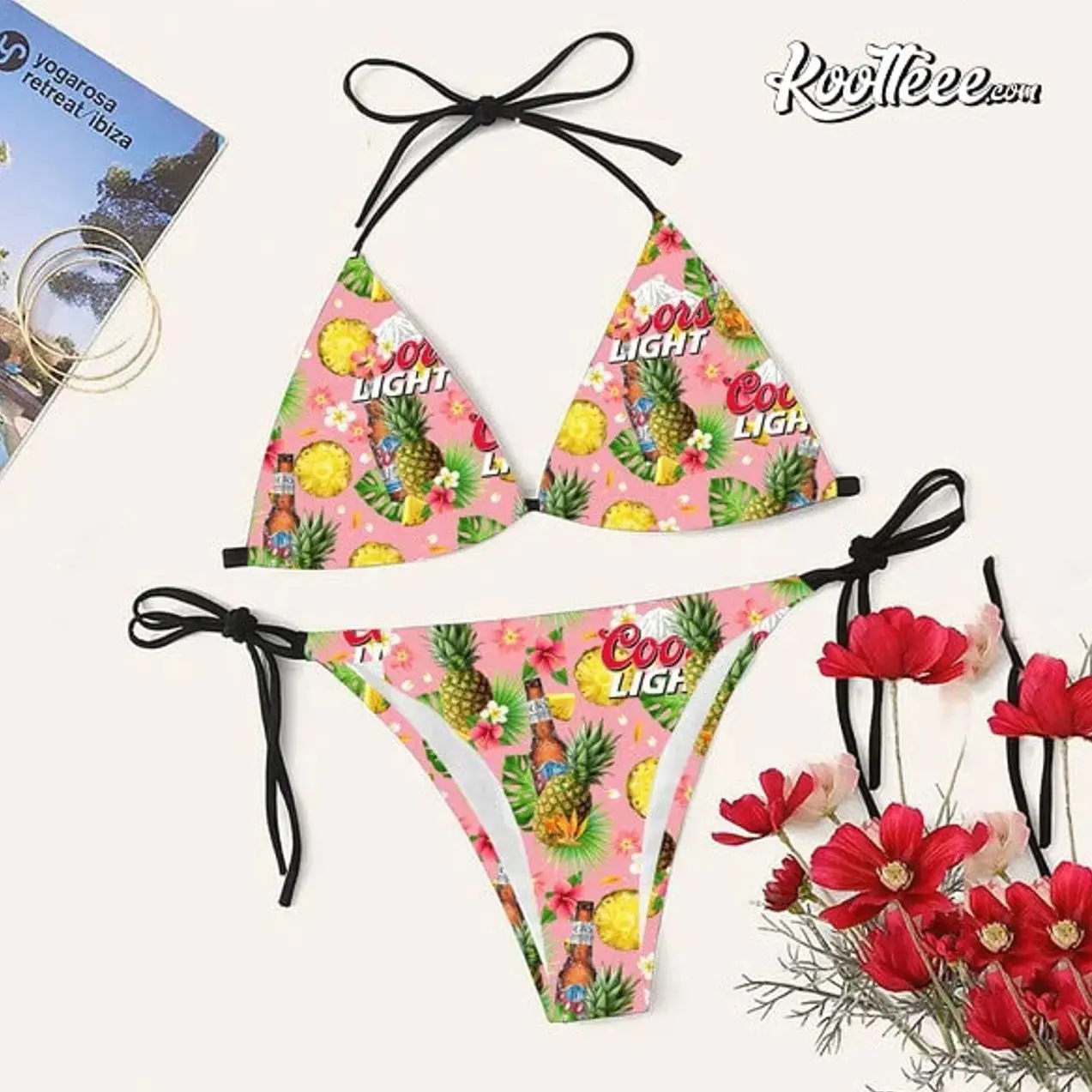 Coors Light Pineapple Aloha Bikini Set Swimsuit V65