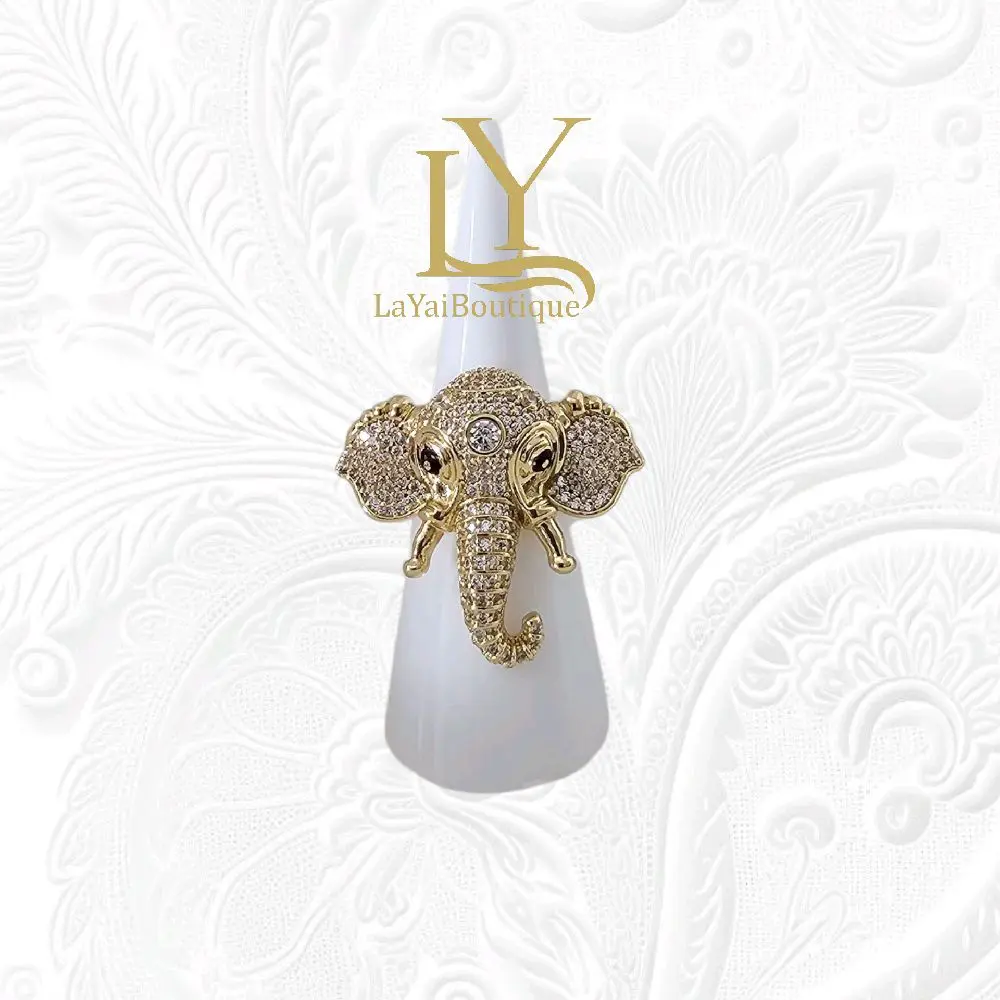 LaYaiBoutique #1489 Elephant ring 14k gold plated high quality