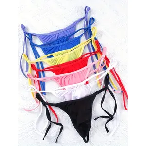 7-piece set of men's ultra-thin sexy ice silk fiber fabric underwear, breathable, comfortable, stretchy, low-rise sports thongs, side ties suitable for all waist sizes and weights, men's underwear, men's disposable travel underwear, men's pantyhose, men's