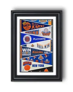 New York Knicks “Vintage and Modern Pennants” Collection Print – Classic Basketball Wall Art