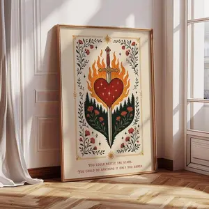 (No Frame) Fireheart Sword Art, Fantasy Bookish Wall Print, Book Lover Gift, Inspirational Quote You could rattle the stars, Reading Merch, Book Room