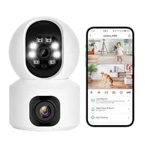 Baby Monitor with 2 Lens Security Cameras, 2.4G Wifi Dual-Screen Display Indoor