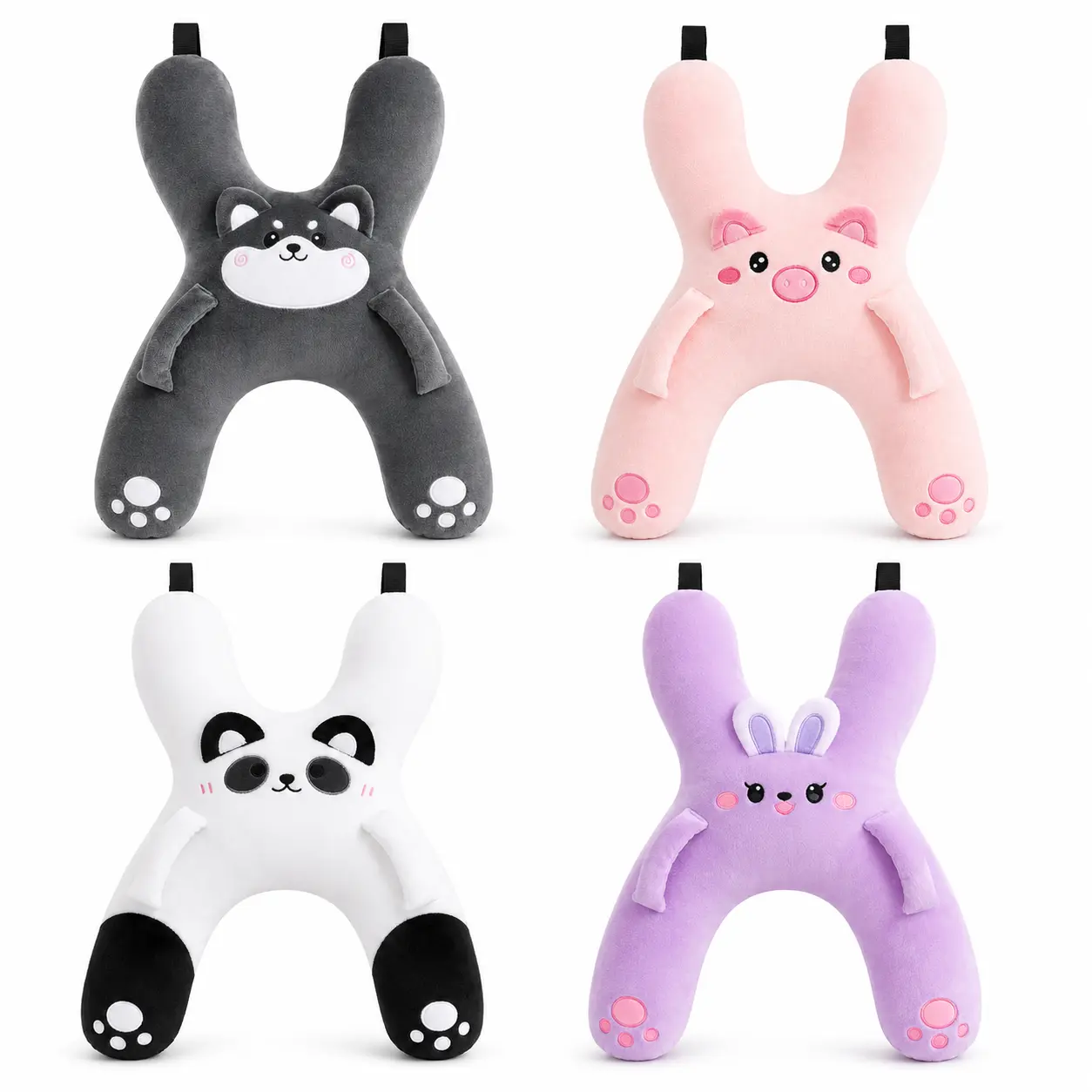Cartoon Animal Seatbelt Pillow, Plush PP Cotton Headrest for Travel Sleeping with Neck Support and Headrest Fit, Cartoon Animals, Back Seat Sleep, Cute Look, Car Pillow